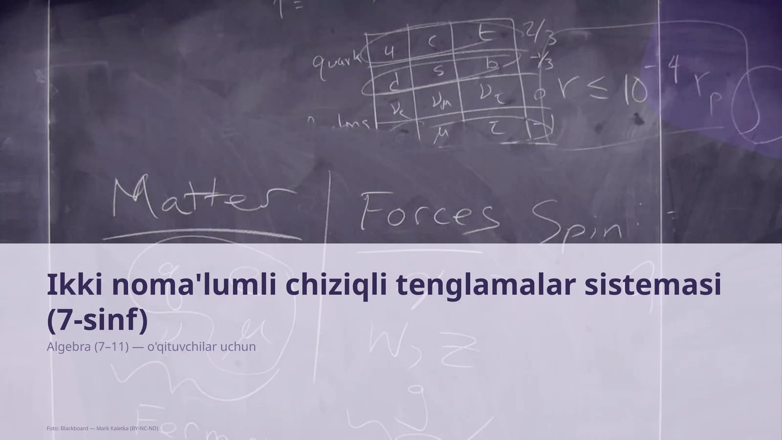 Ikki noma'lumli chiziqli tenglamalar sistemasi (7-sinf)