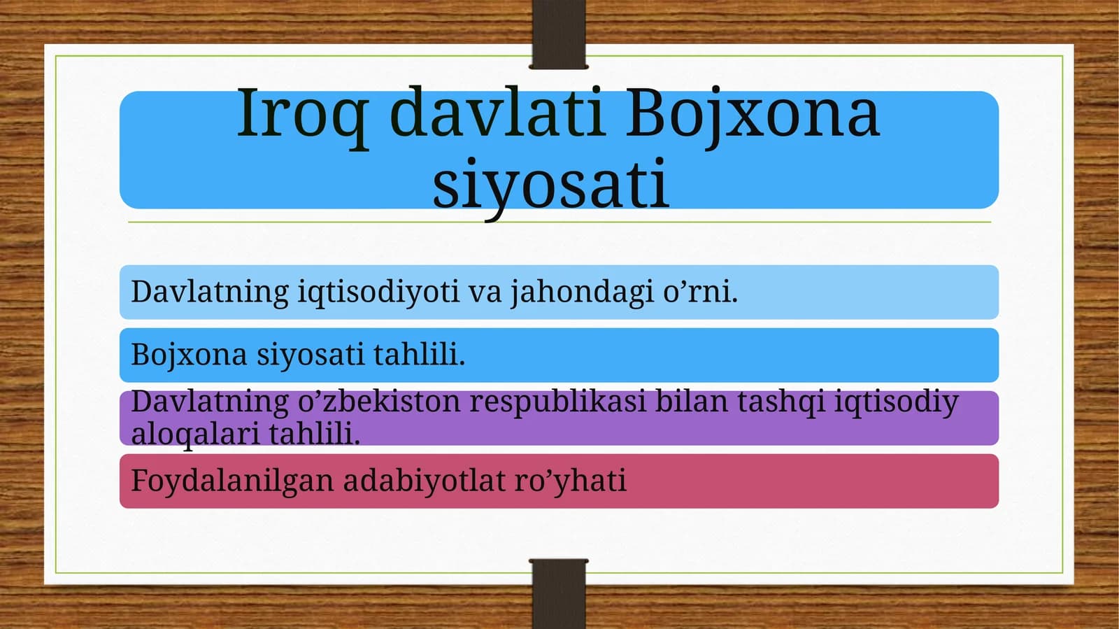 Iroq davlati Bojxona siyosati