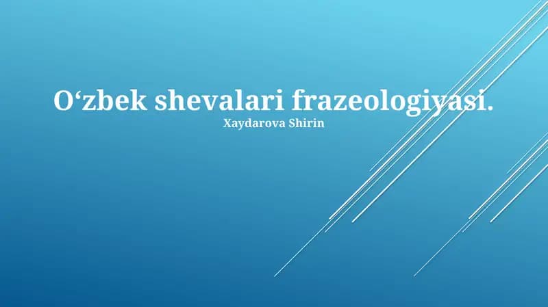 O‘zbek shevalari frazeologiyasi