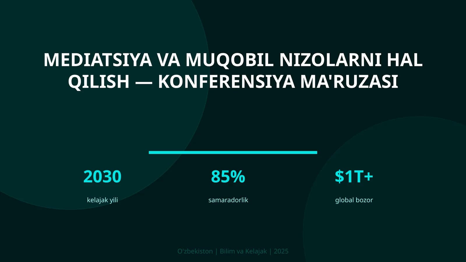 Mediatsiya va muqobil nizolarni hal qilish — konferensiya ma'ruzasi