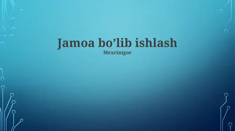 Jamoa bo’lib ishlash