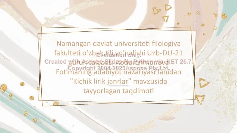 "Kichik lirik janrlar"