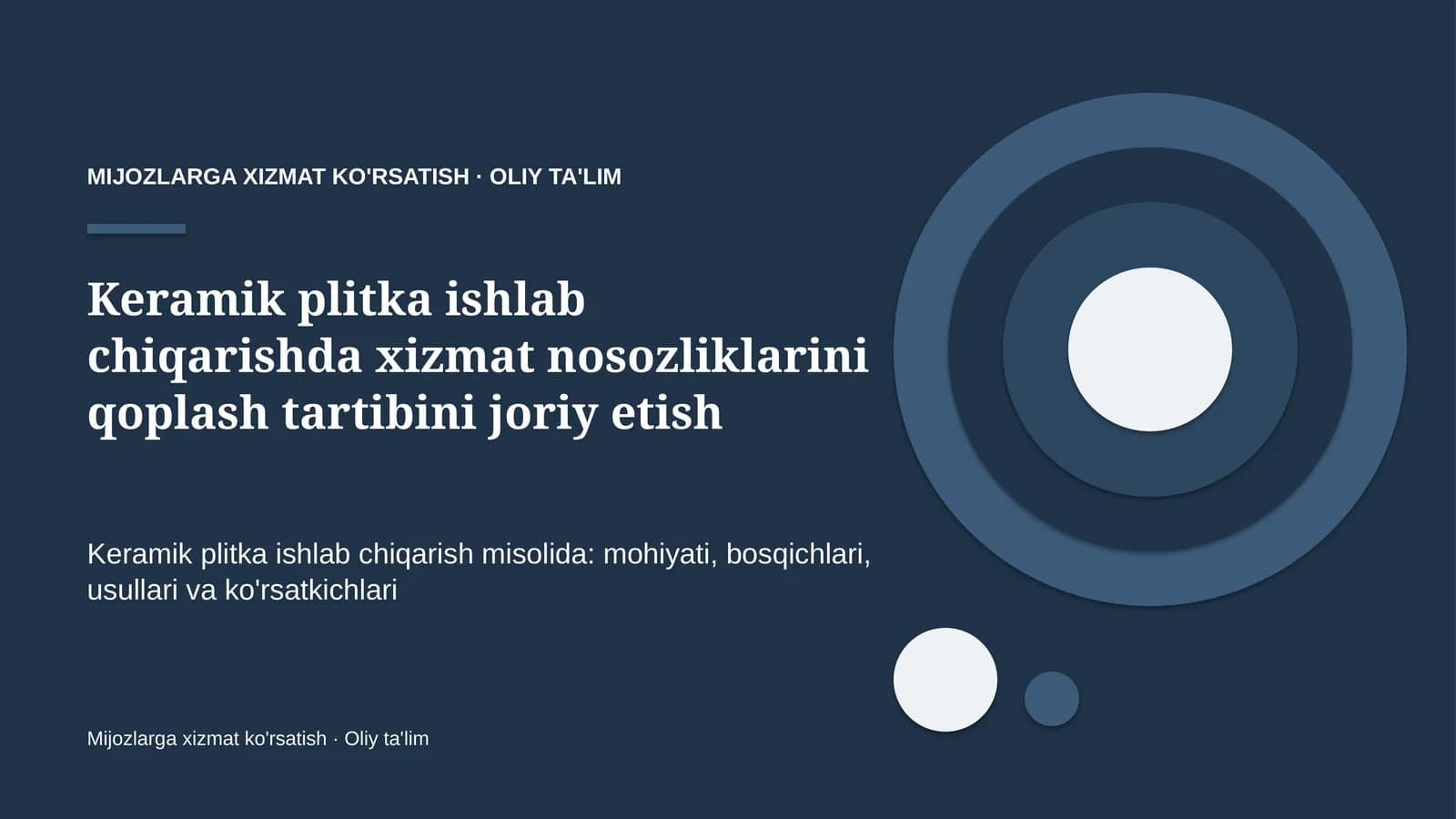 Keramik plitka ishlab chiqarishda xizmat nosozliklarini qoplash tartibini joriy etish