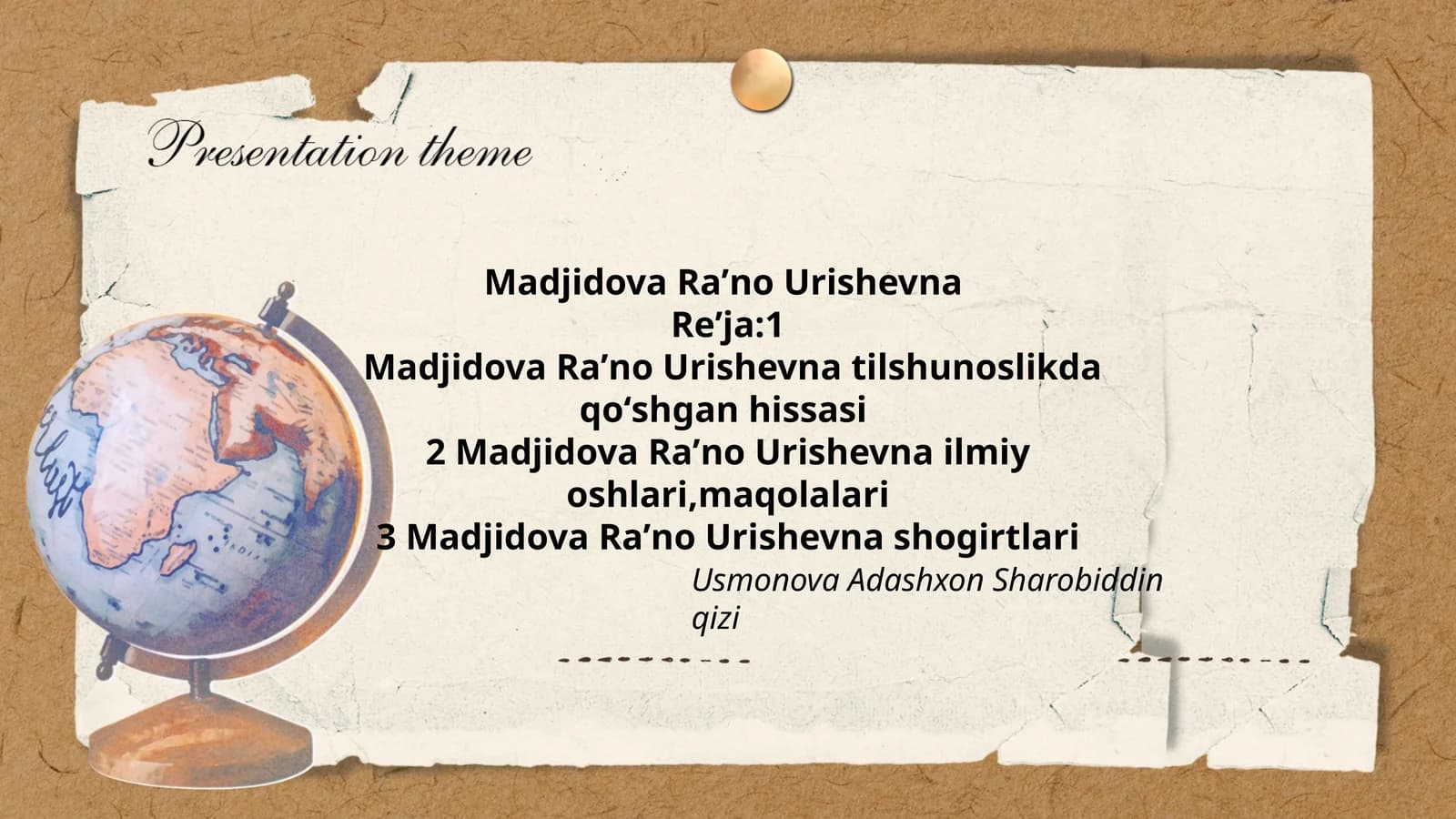 Madjidova Raʼno Urishevna