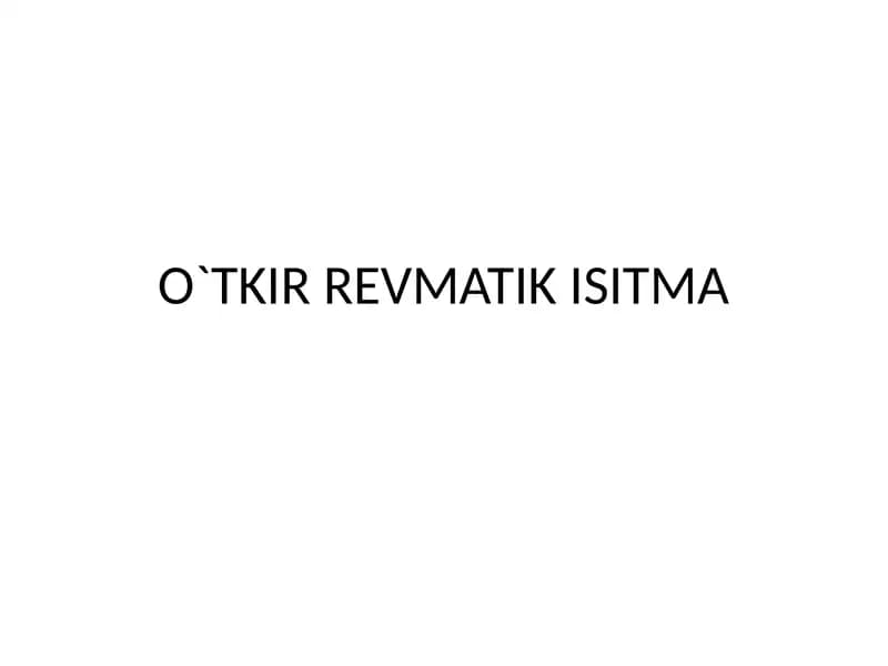 O`TKIR REVMATIK ISITMA
