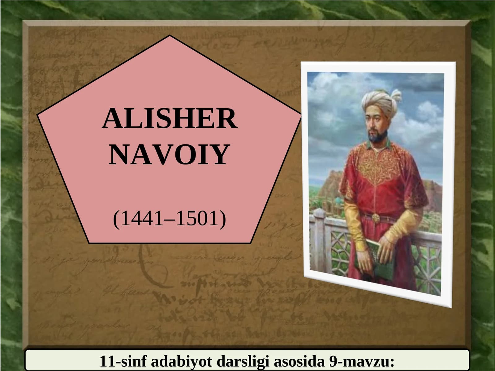 ALISHER NAVOIY («MAKORIM UL-AXLOQ»DAN PARCHALAR)