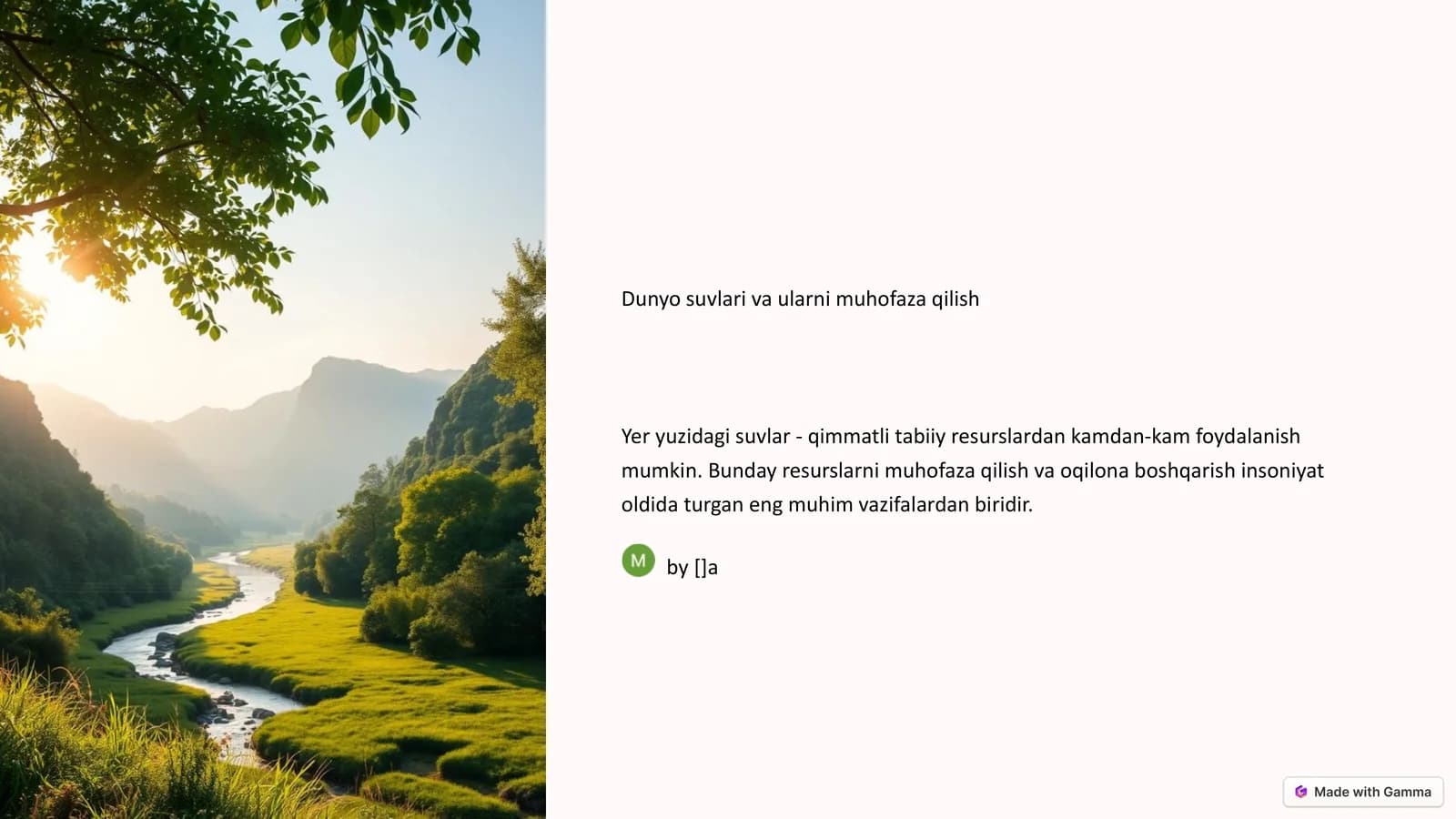 Dunyo suvlari va ularni muhofaza qilish
