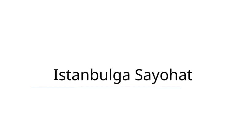 Istanbulga Sayohat