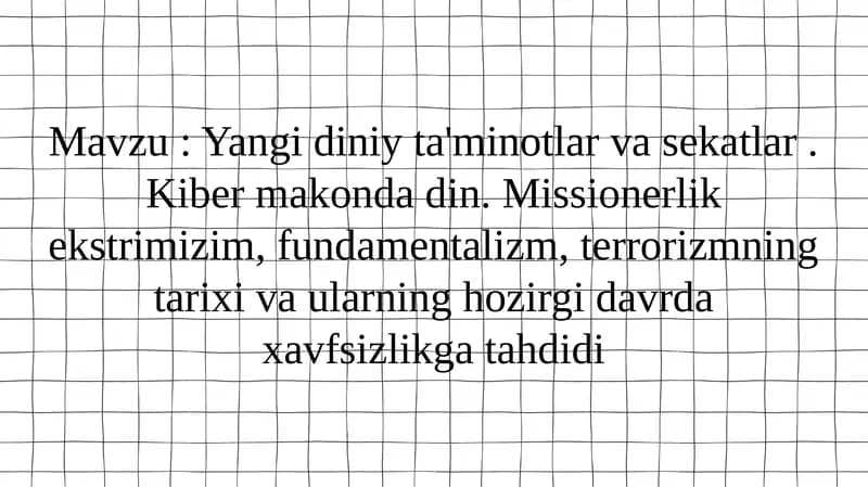 Yangi diniy ta'minotlar va sekatlar