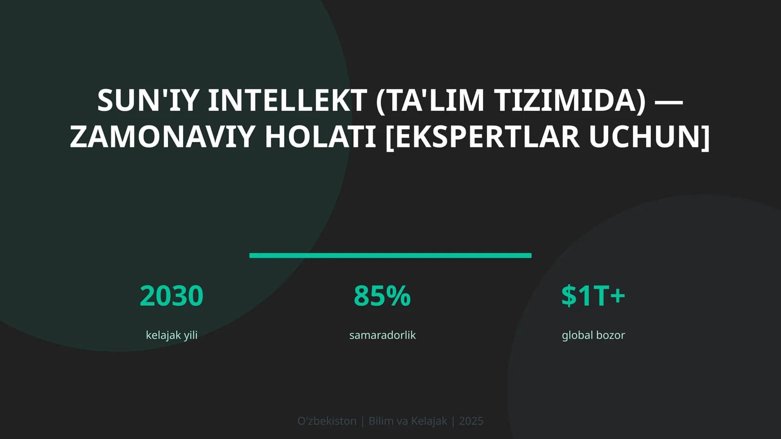 Sun'iy intellekt (ta'lim tizimida) — zamonaviy holati [ekspertlar uchun]