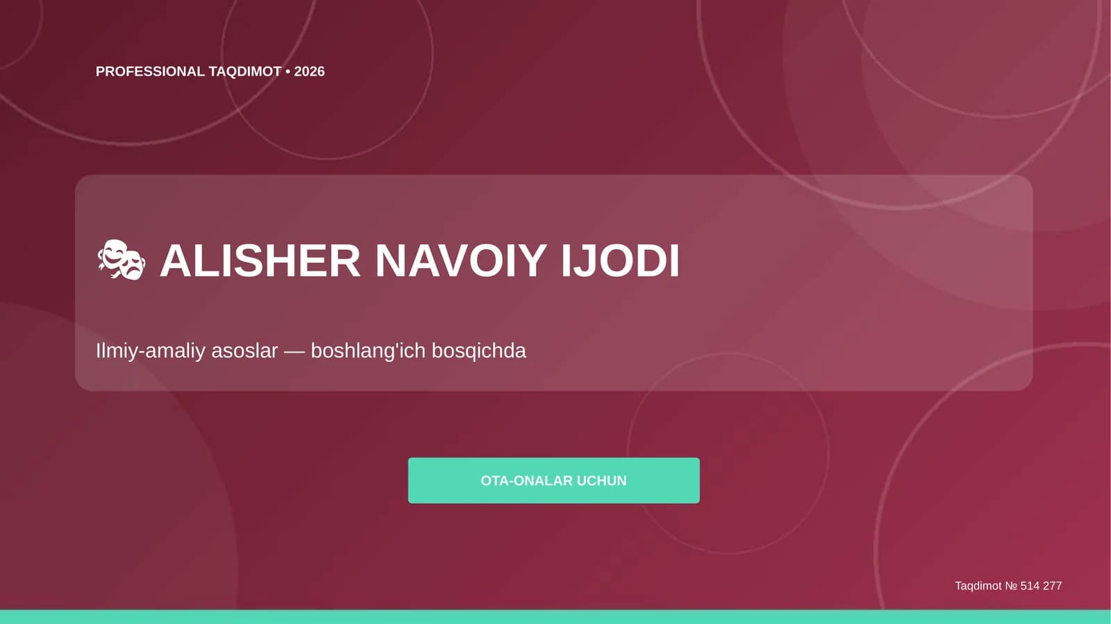 ALISHER NAVOIY IJODI Taqdimot • 2026
