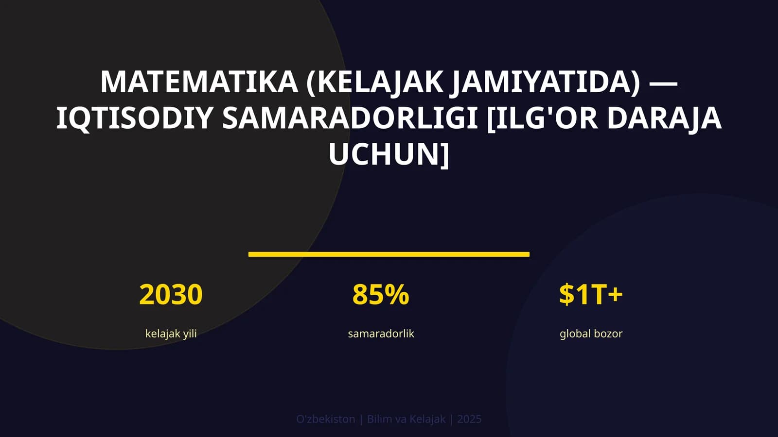 Matematika (kelajak jamiyatida) — iqtisodiy samaradorligi [ilg'or daraja uchun]