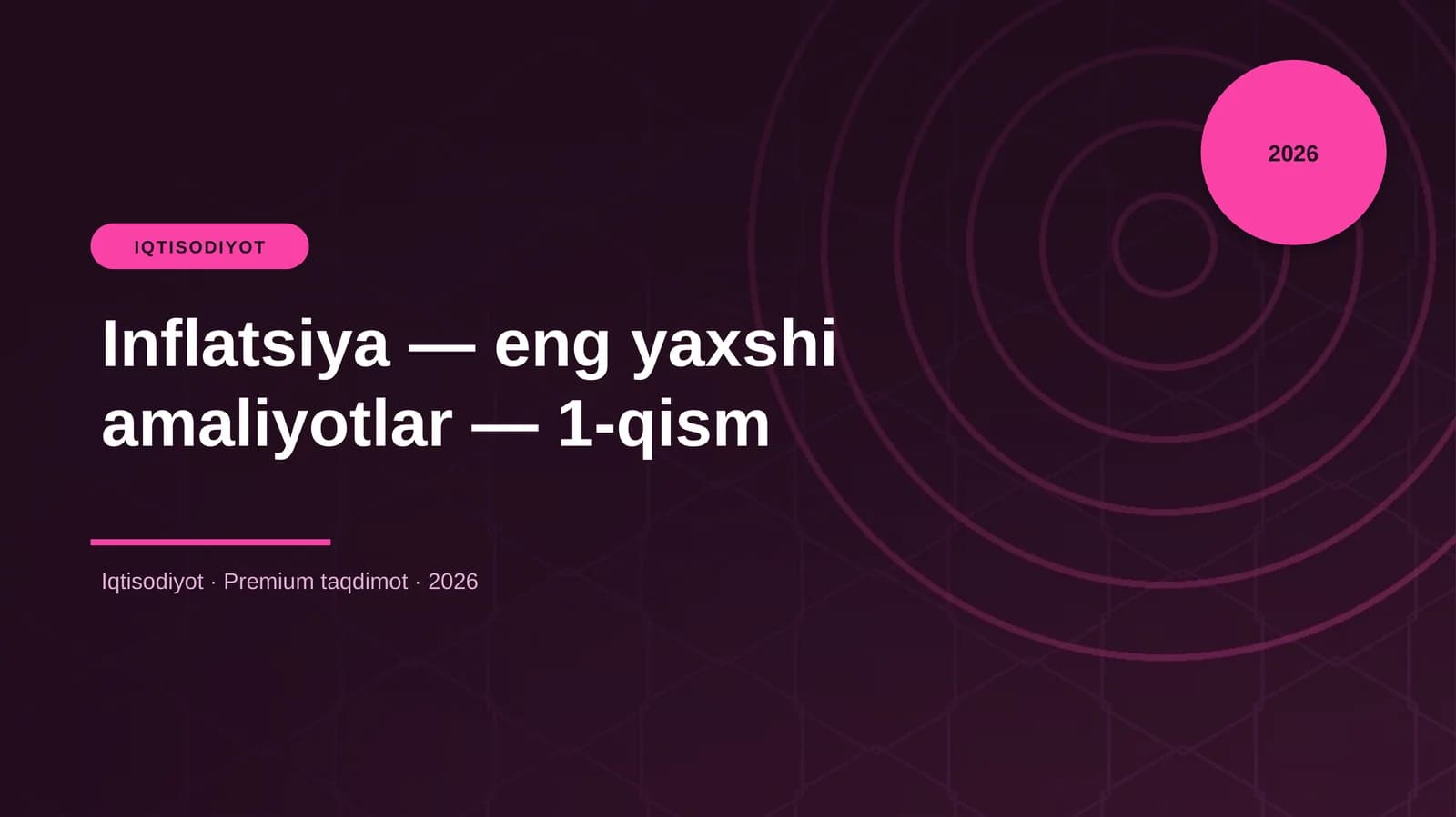 Inflatsiya — eng yaxshi amaliyotlar — 1-qism