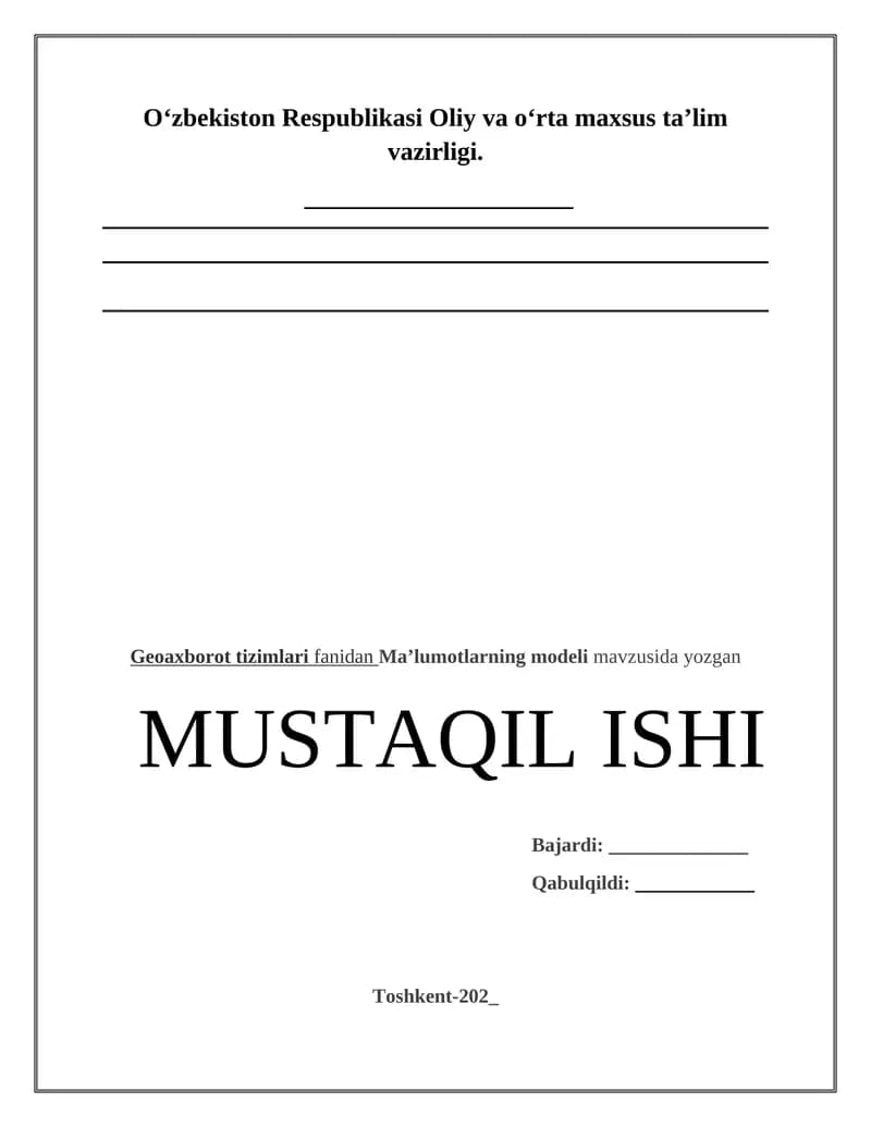 Ma’lumotlarning modeli