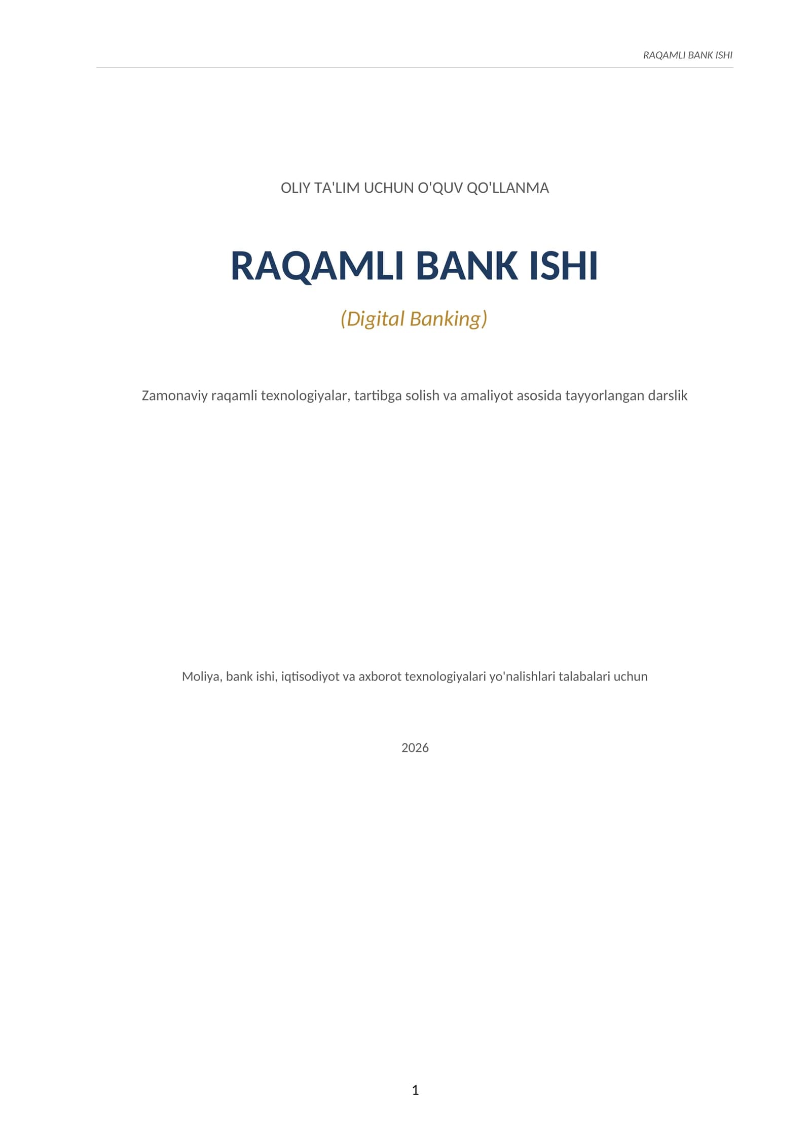 RAQAMLI BANK ISHI