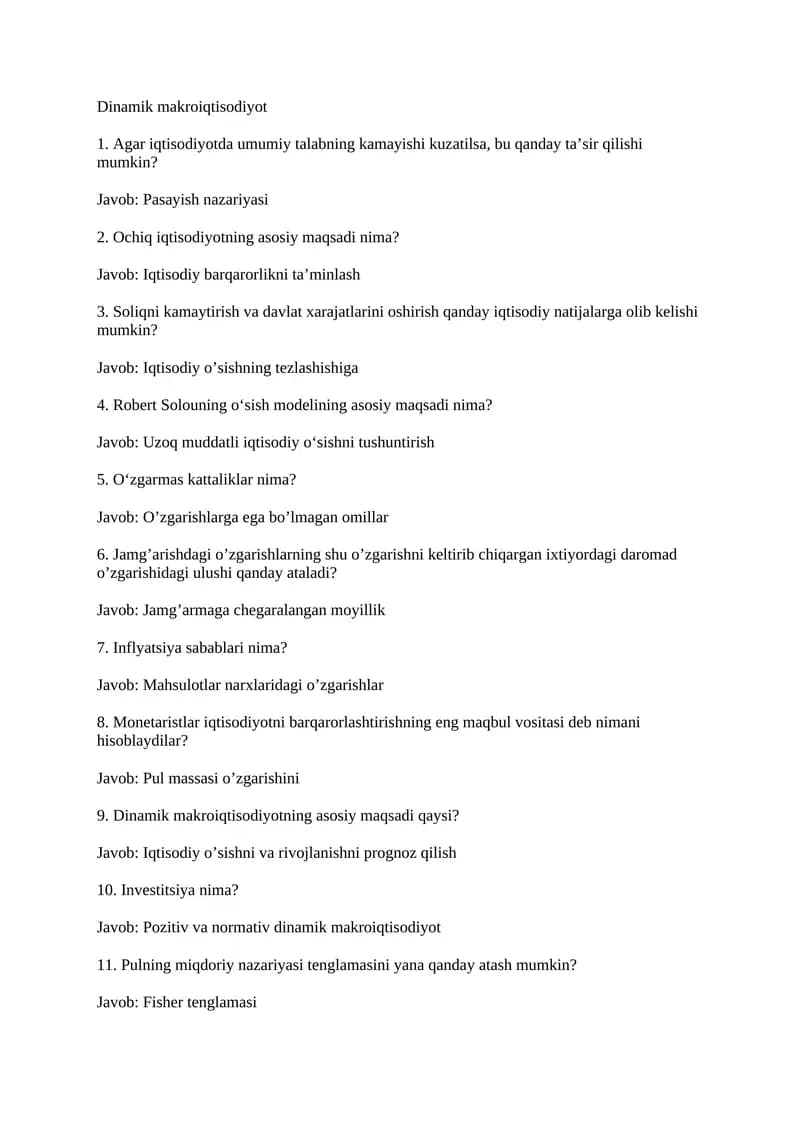 Dinamik makroiqtisodiyot