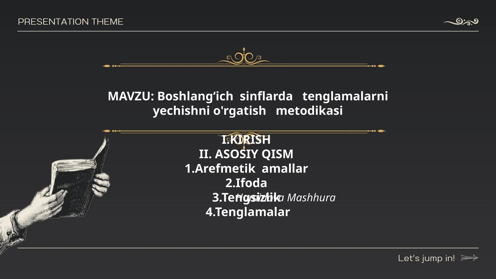 Boshlang‘ich sinflarda tenglamalarni yechishni o'rgatish metodikasi