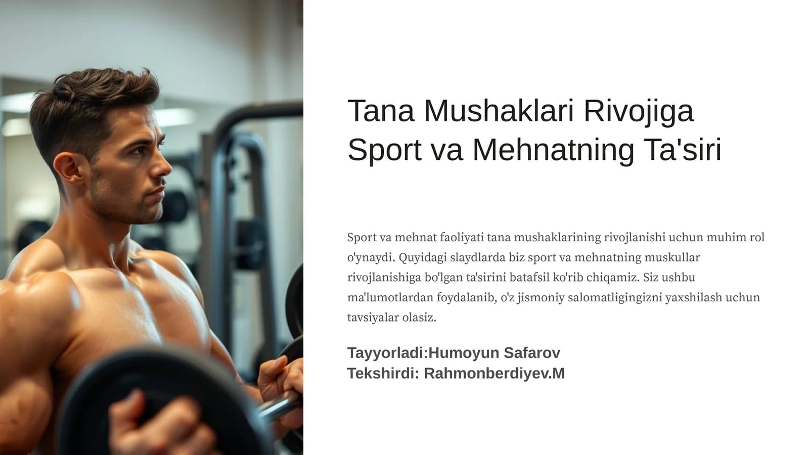 Sport va Mehnatning Ta'siri