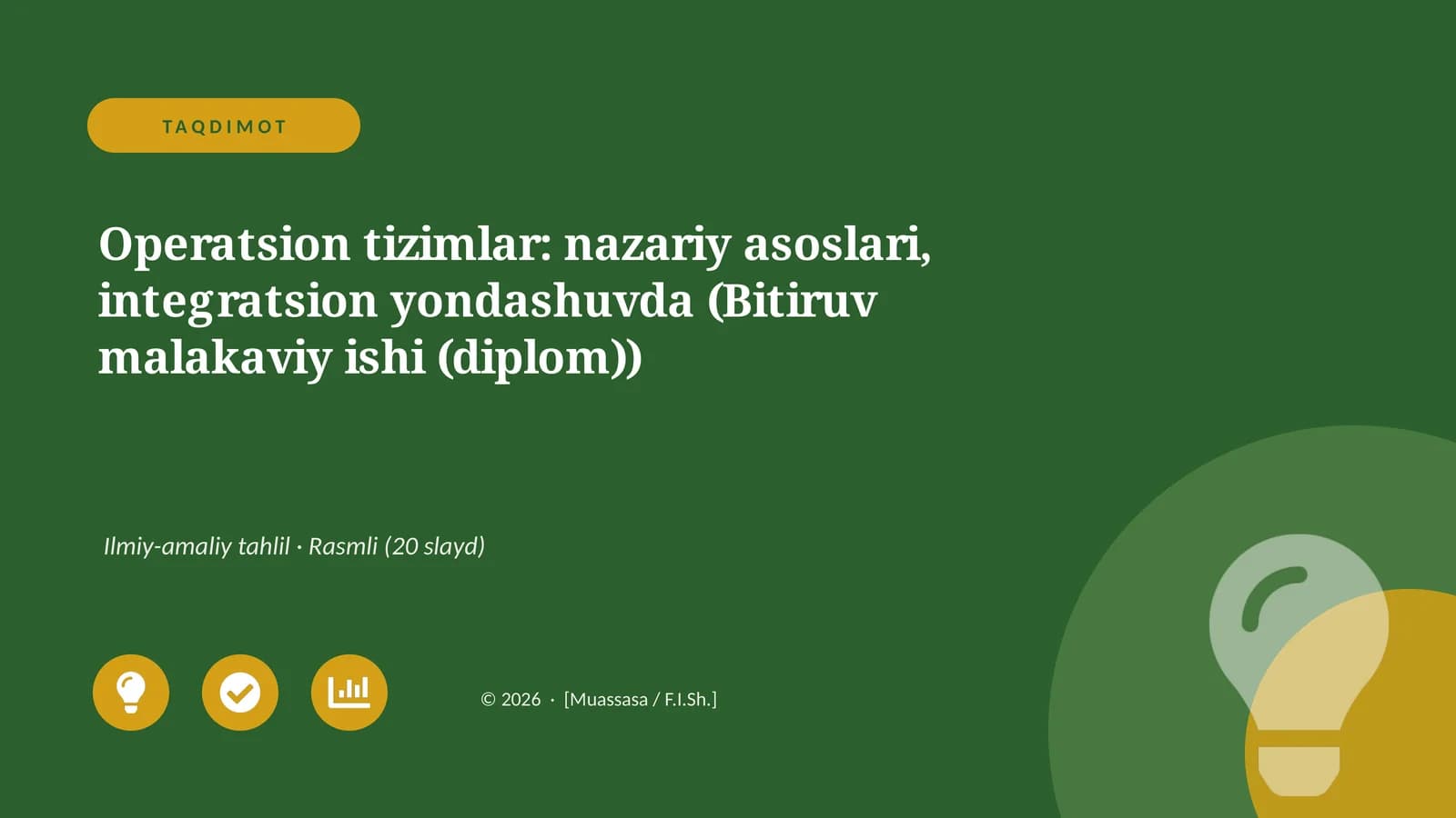 Operatsion tizimlar: nazariy asoslari, integratsion yondashuvda (Bitiruv malakaviy ishi (diplom))