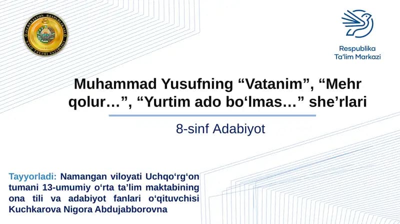 Muhammad Yusufning adabiyot darsliklari