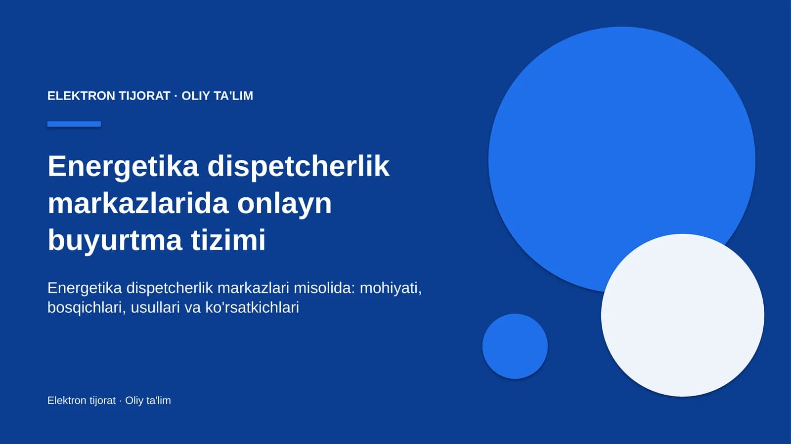 Energetika dispetcherlik markazlarida onlayn buyurtma tizimi