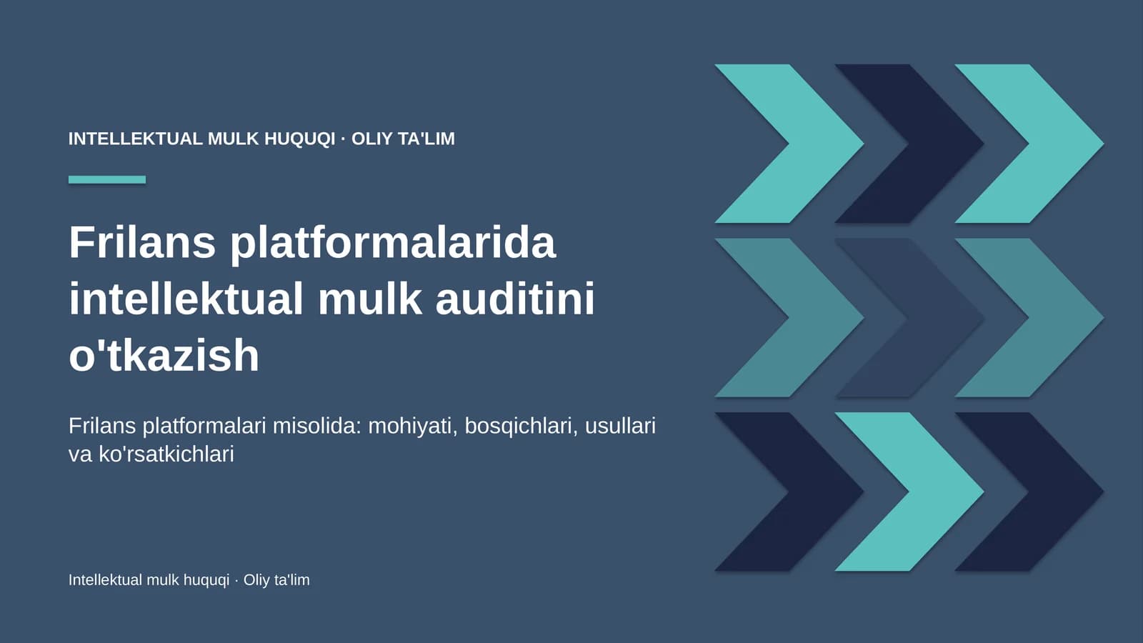Frilans platformalarida intellektual mulk auditini o'tkazish