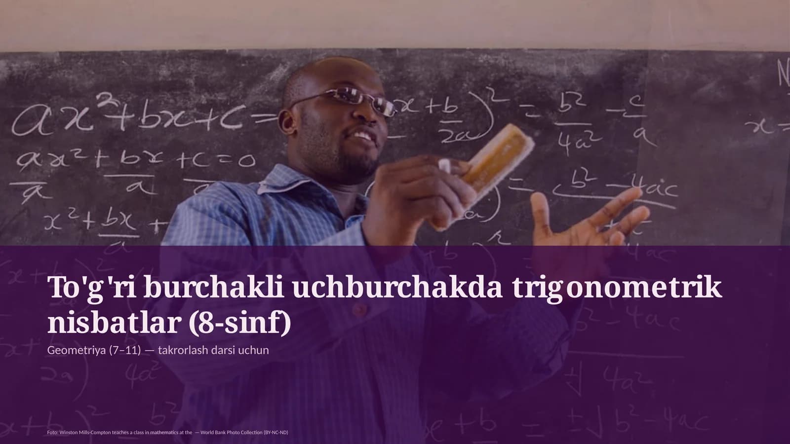 To'g'ri burchakli uchburchakda trigonometrik nisbatlar (8-sinf)