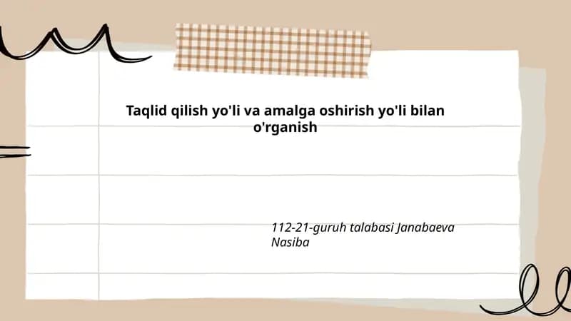 Taqlid qilish yo'li va amalga oshirish yo'li bilan o'rganish