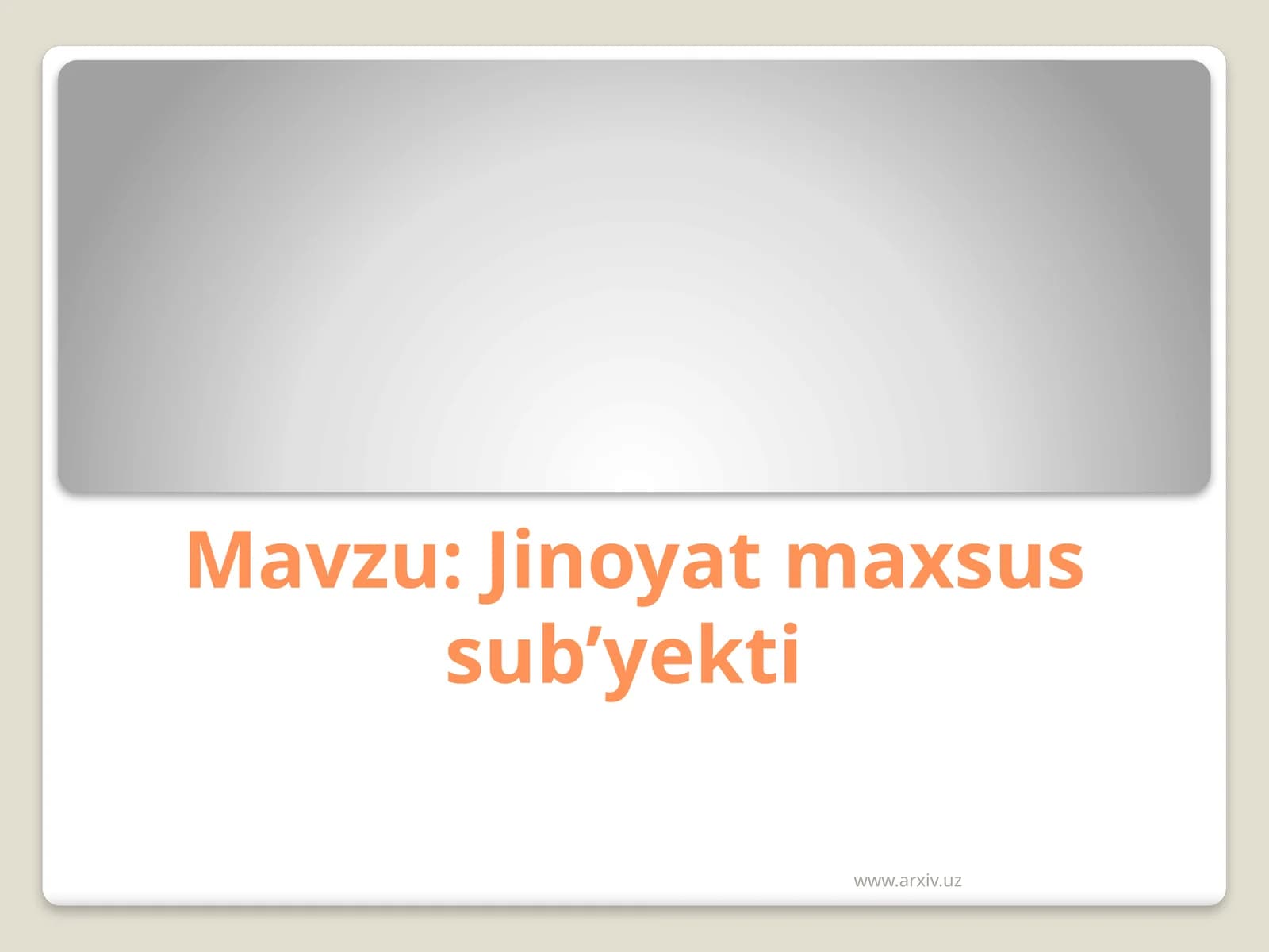 Jinoyatmaxsus sub’yekti