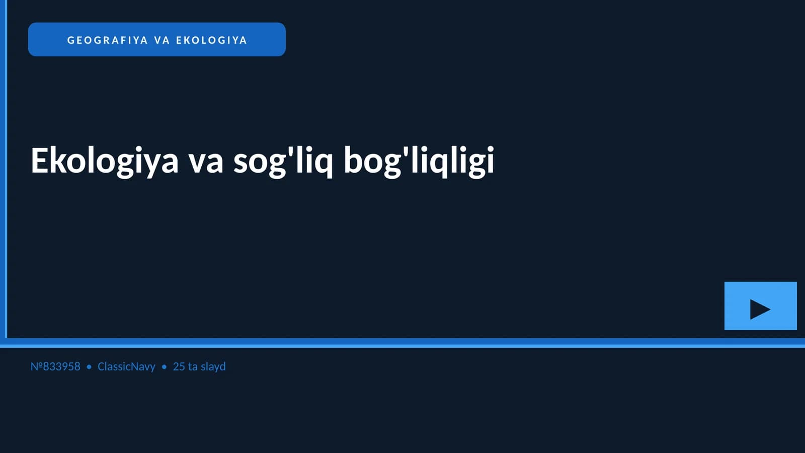 Ekologiya va sog'liq bog'liqligi