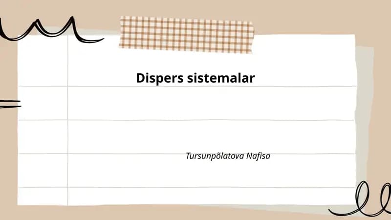 Dispers sistemalar