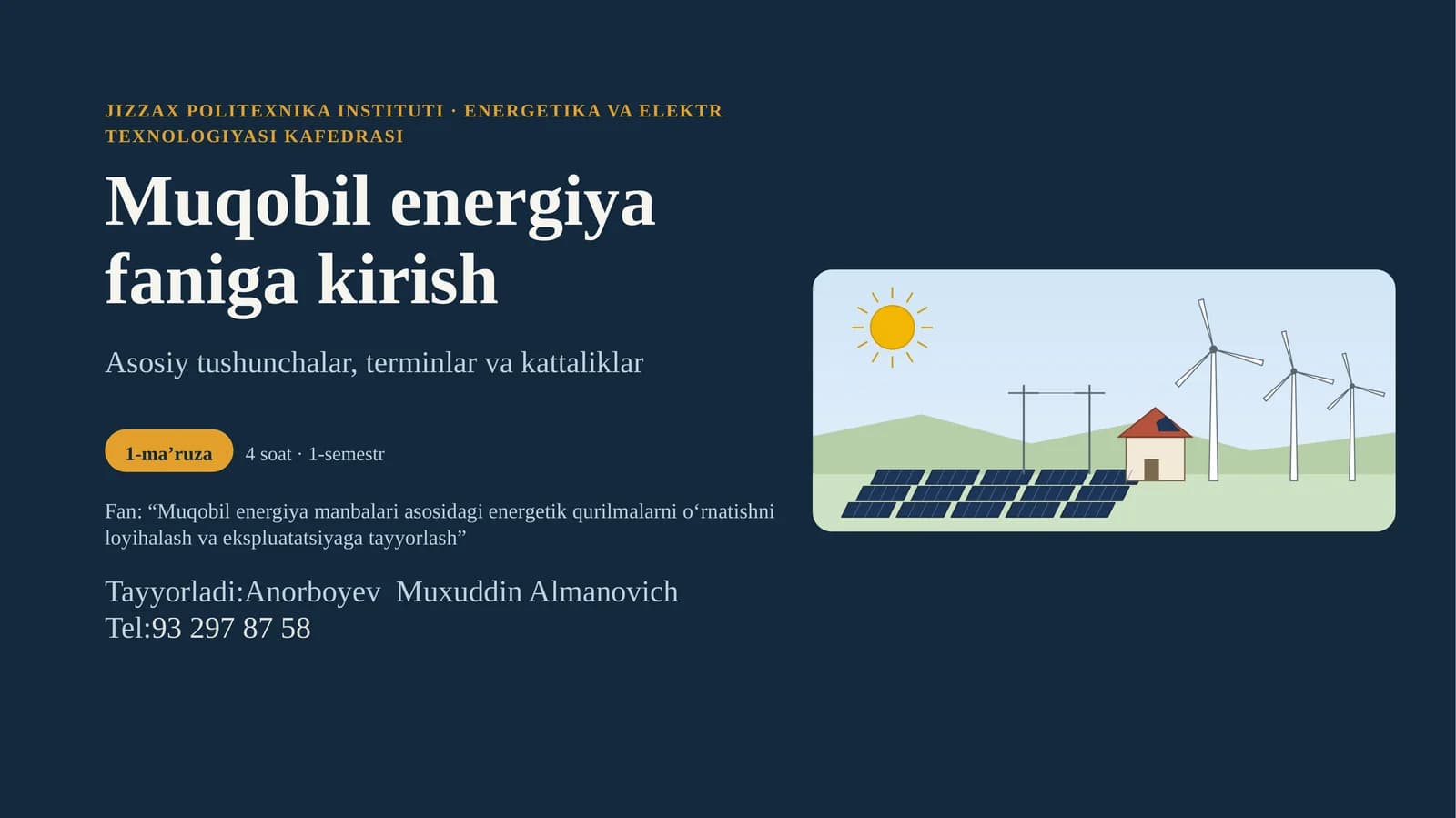 Muqobil energiya faniga kirish