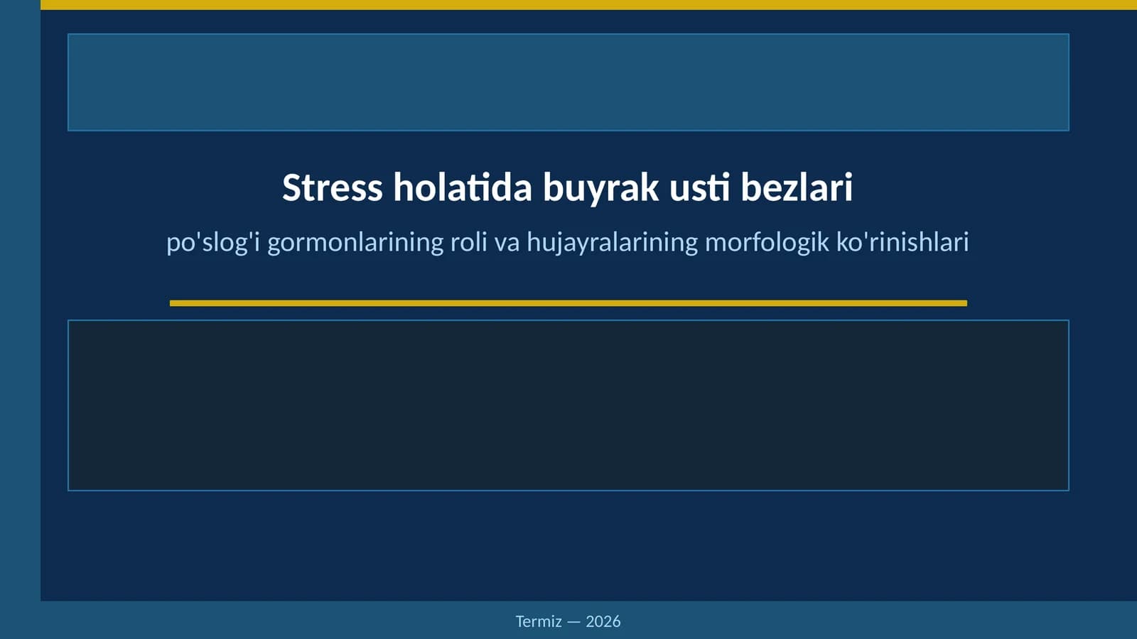 Stress holatida buyrak usti bezlari po'slog'i gormonlarining roli va hujayralarining morfologik ko'rinishlari