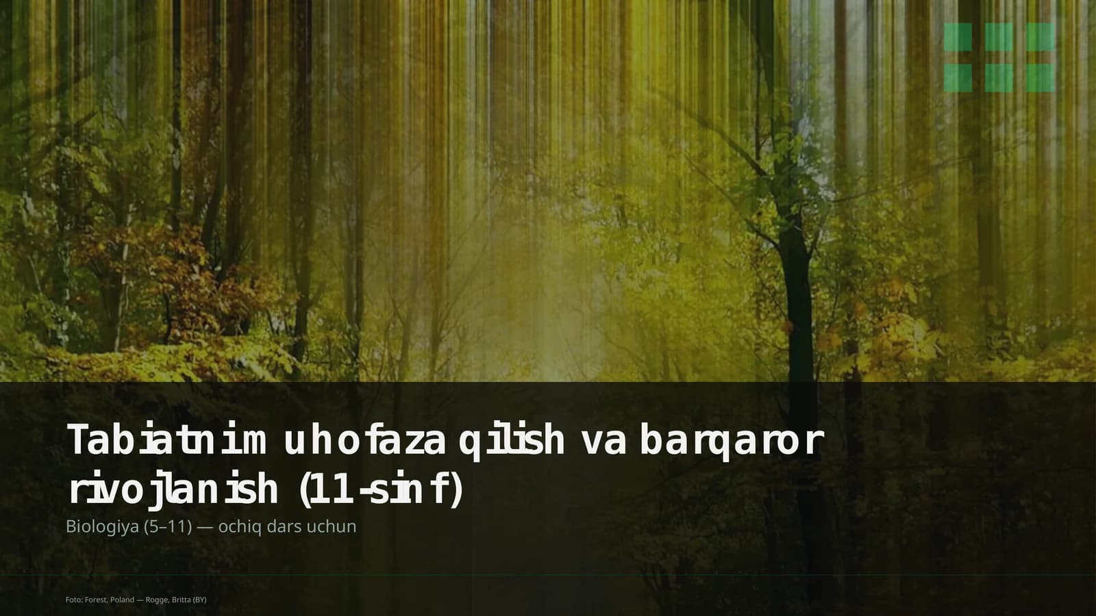 Tabiatni muhofaza qilish va barqaror rivojlanish (11-sinf)