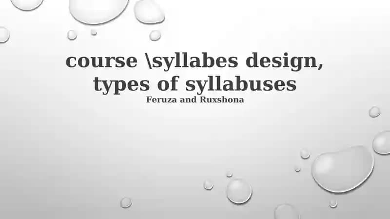 Course Syllabi Design