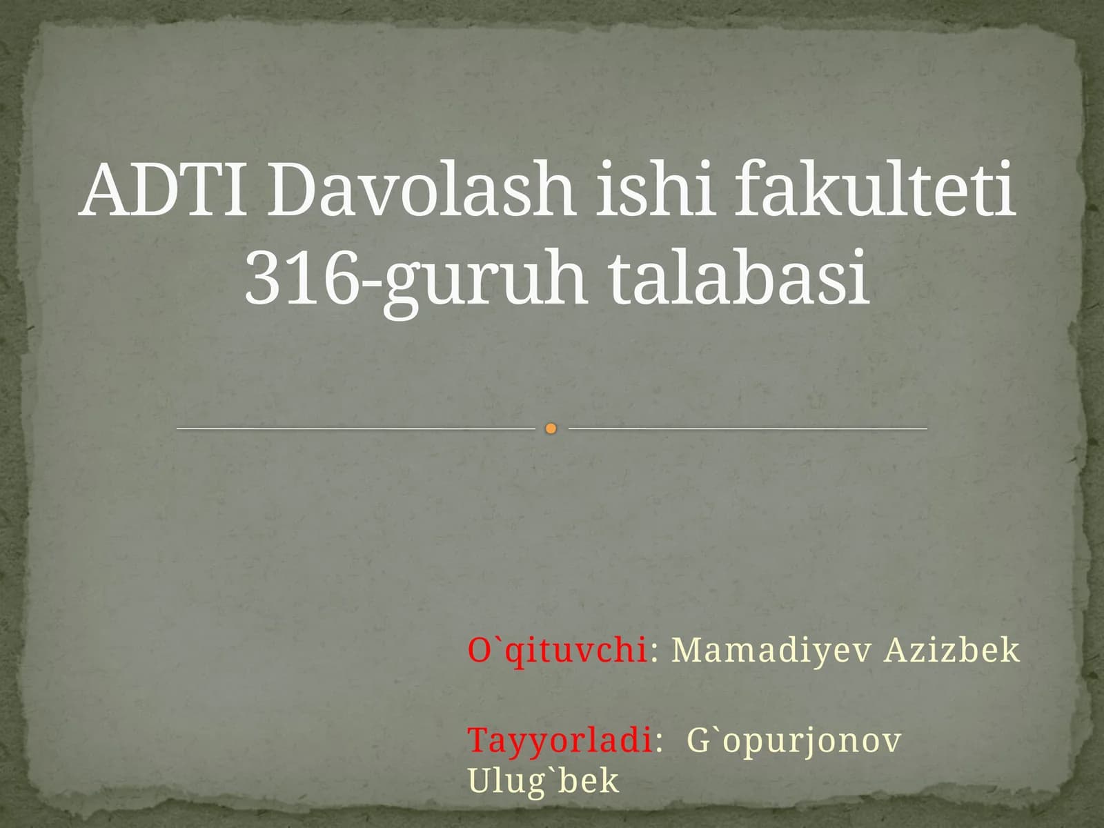 Operatsiyadan So'ngi Davr