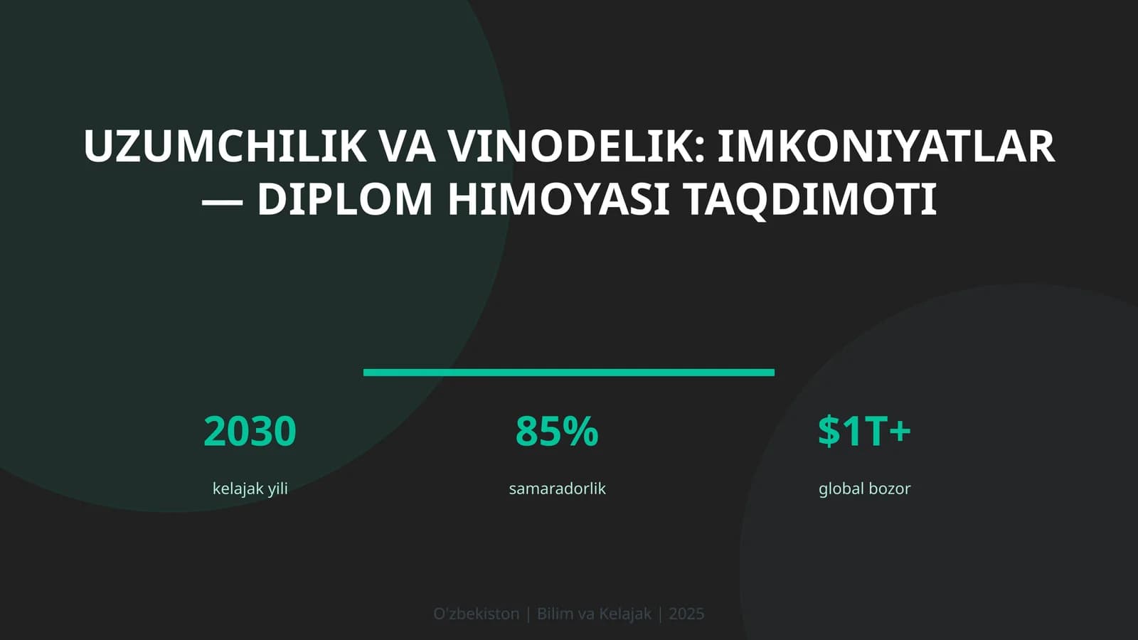 Uzumchilik va vinodelik: imkoniyatlar — diplom himoyasi taqdimoti