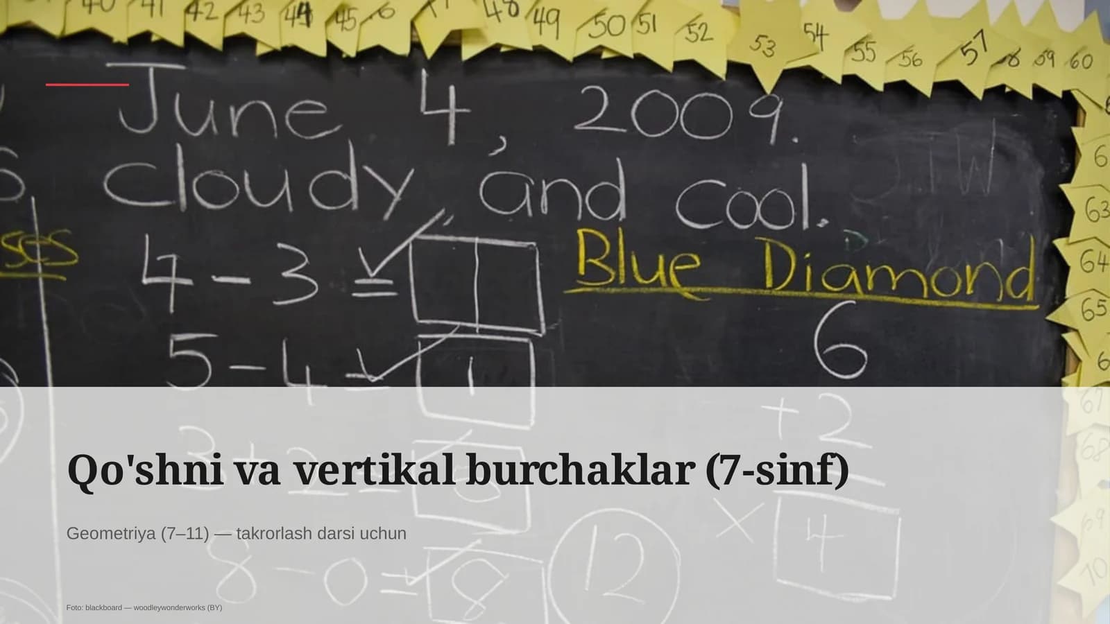 Qo'shni va vertikal burchaklar (7-sinf)