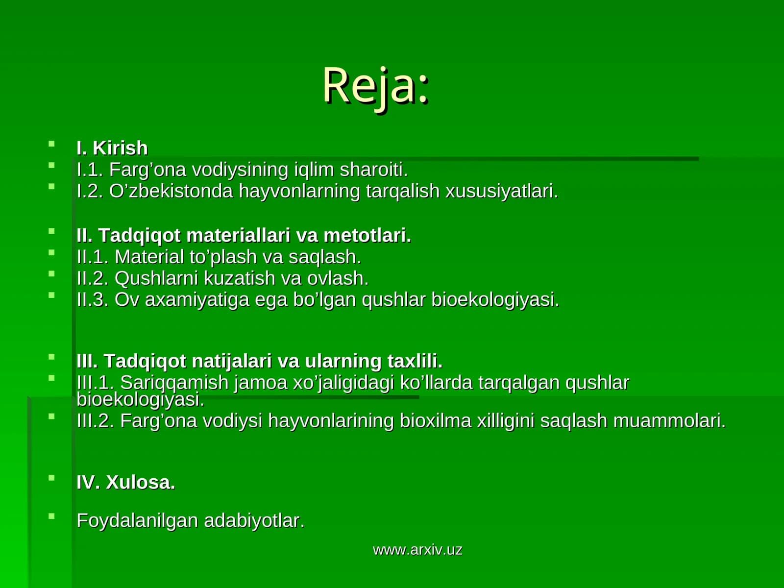 Farg’ona vodiysi hayvonlarining bioxilma xilligini saqlash muammolari