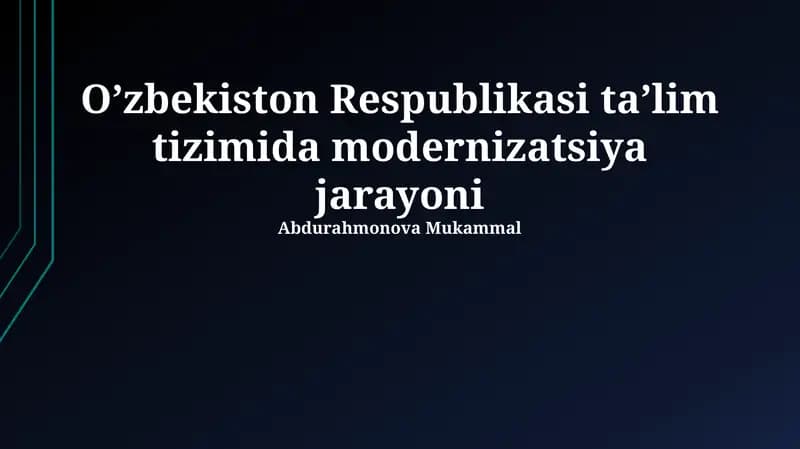 O'zbekiston ta'lim tizimini modernizatsiya qilish strategiyasi