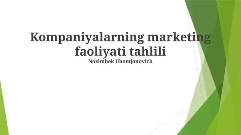 Kompaniyalarning marketing faoliyati tahlili