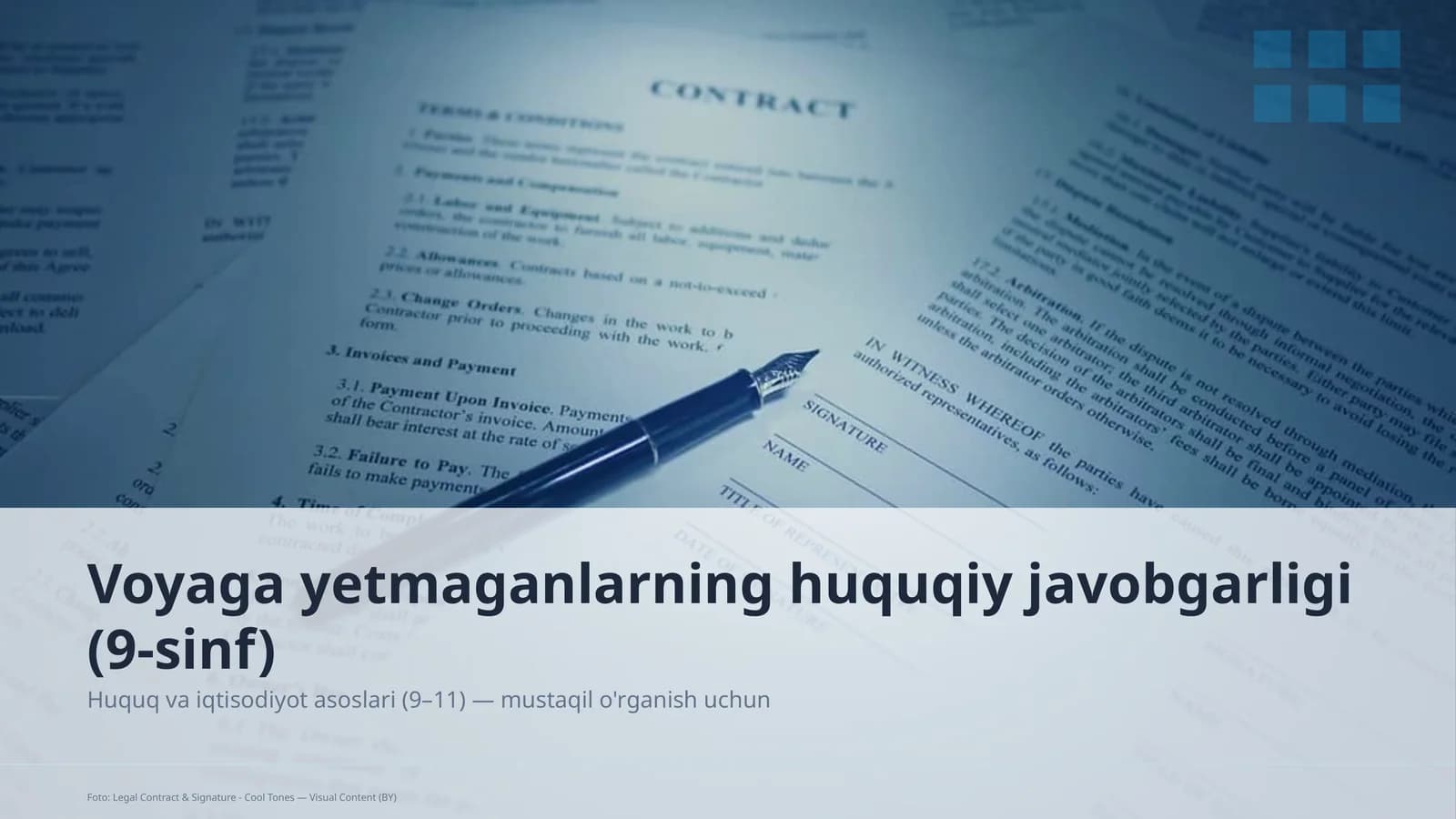 Huquq va iqtisodiyot asoslari (9–11)