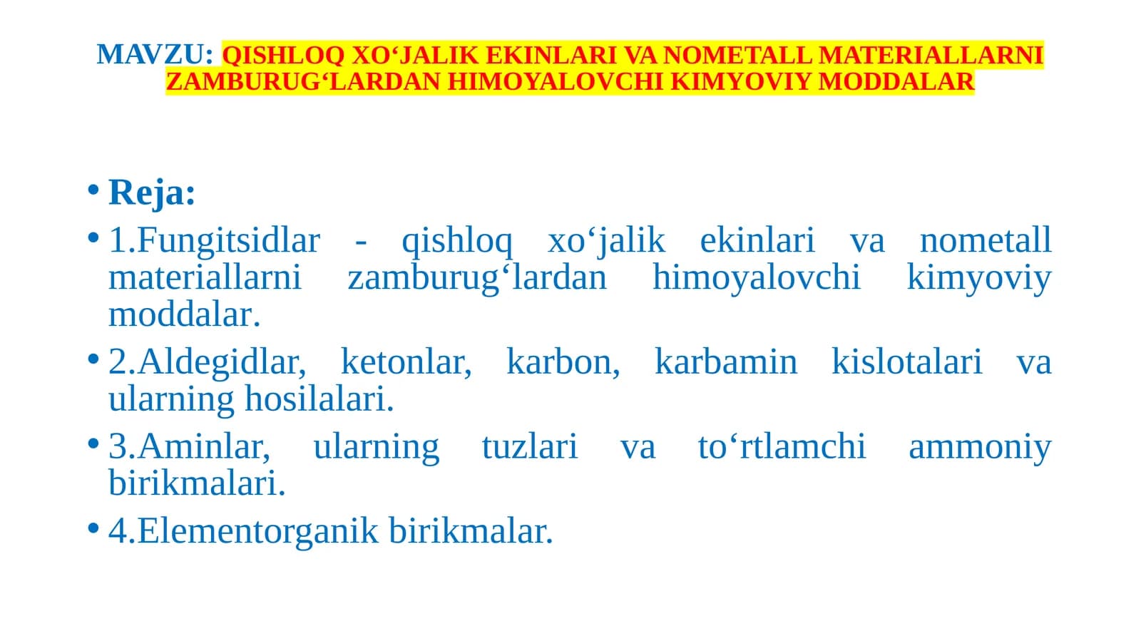 Qishloq xo‘jalik ekinlari va nometall materiallarni zamburug‘lardan himoyalovchi kimyoviy moddalar