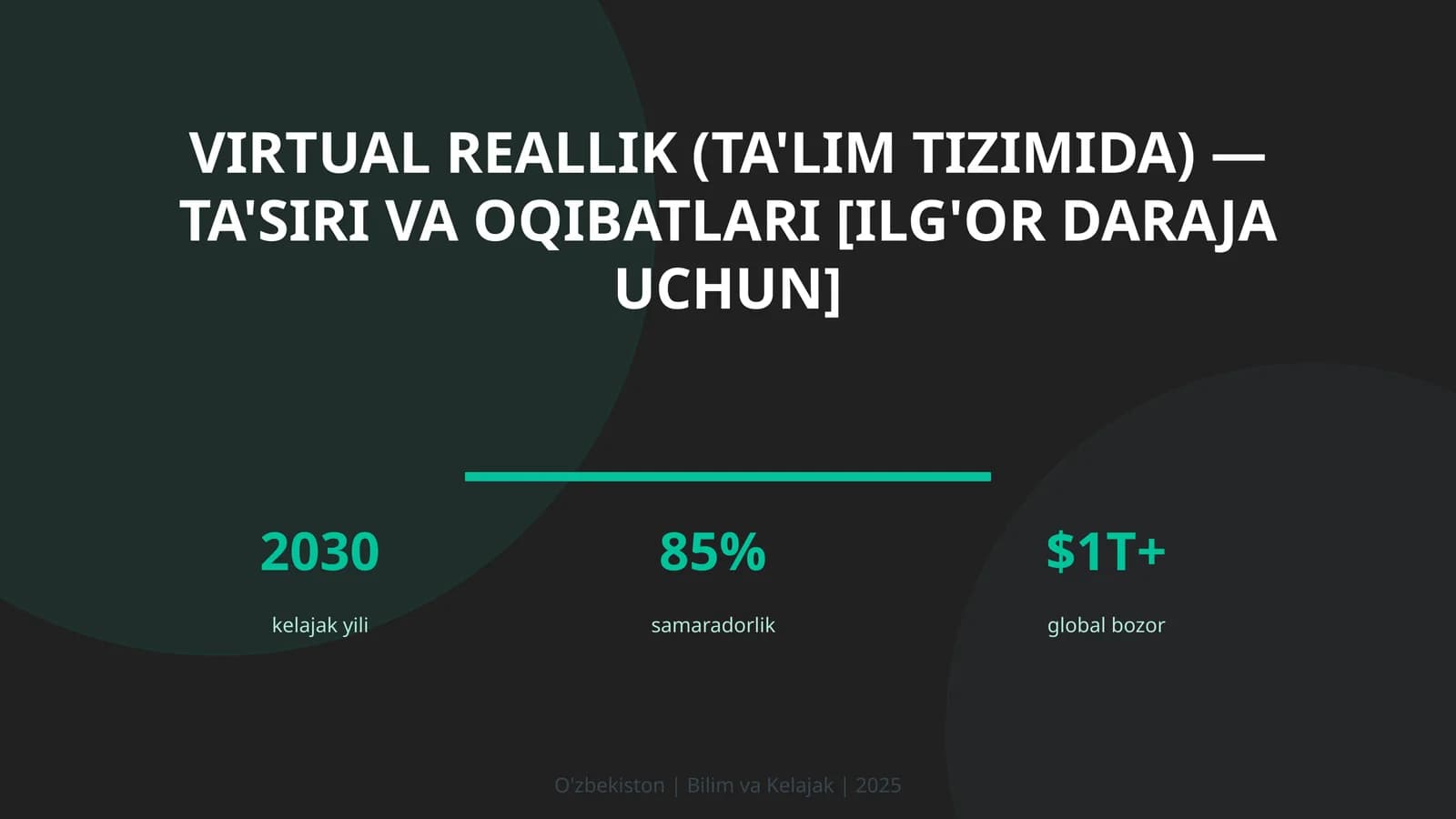 Virtual reallik (ta'lim tizimida) — ta'siri va oqibatlari [ilg'or daraja uchun]