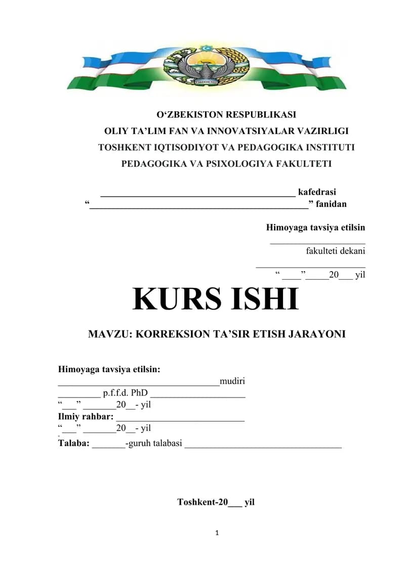 KORREKSION TA’SIR ETISH JARAYONI