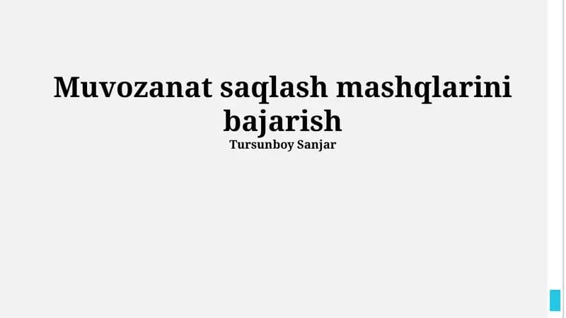 Muvozanat Mashqlarini bajarish