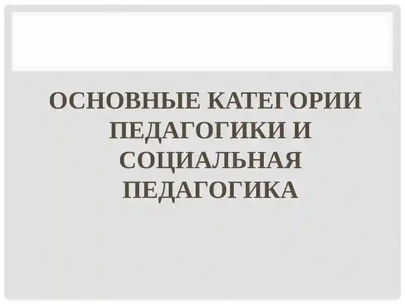 ОСНОВНЫЕ КАТЕГОРИИ ПЕДАГОГИКИ И СОЦИАЛЬНАЯ ПЕДАГОГИКА