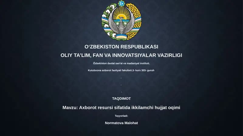 Axborot resursi sifatida ikkilamchi hujjat oqimi