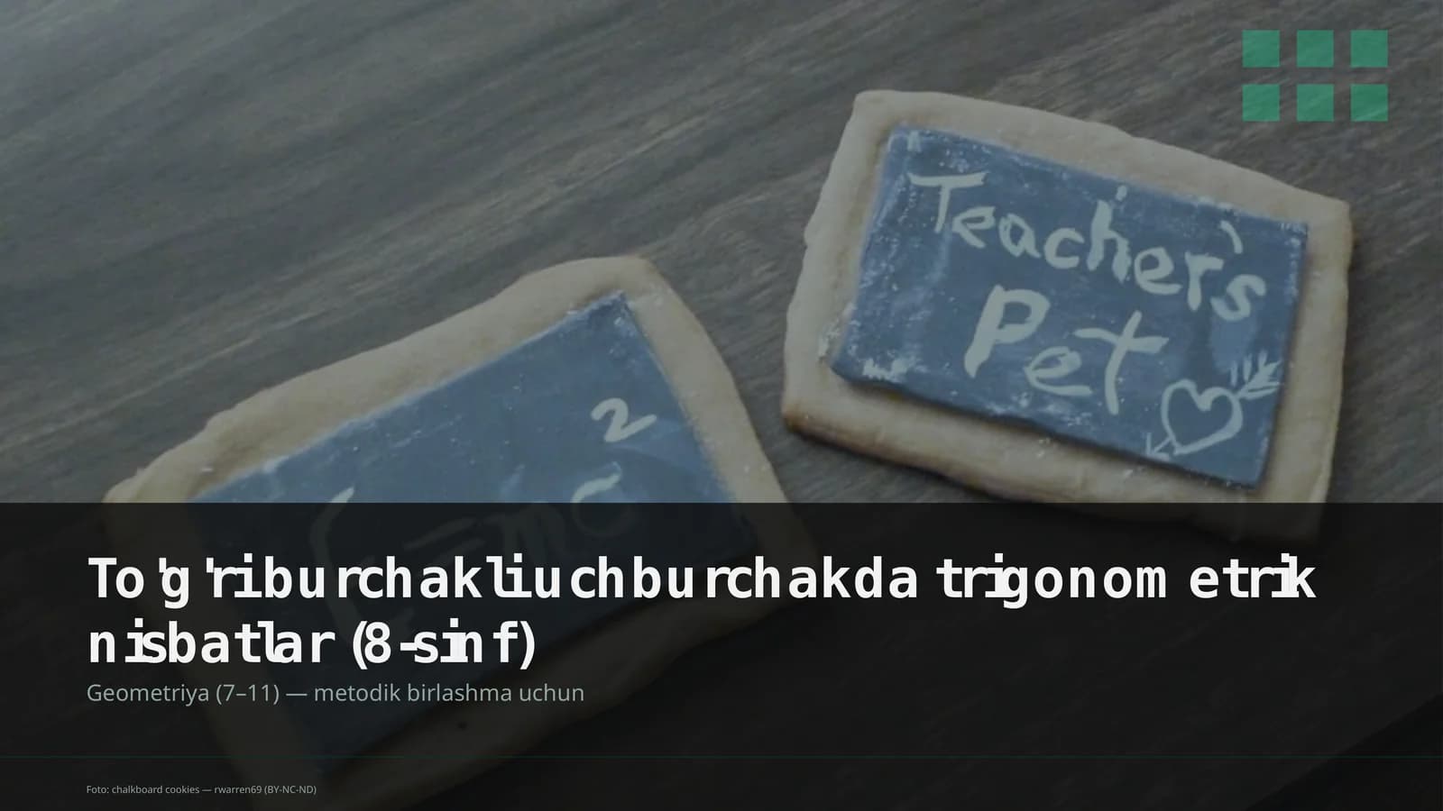 To'g'ri burchakli uchburchakda trigonometrik nisbatlar (8-sinf)