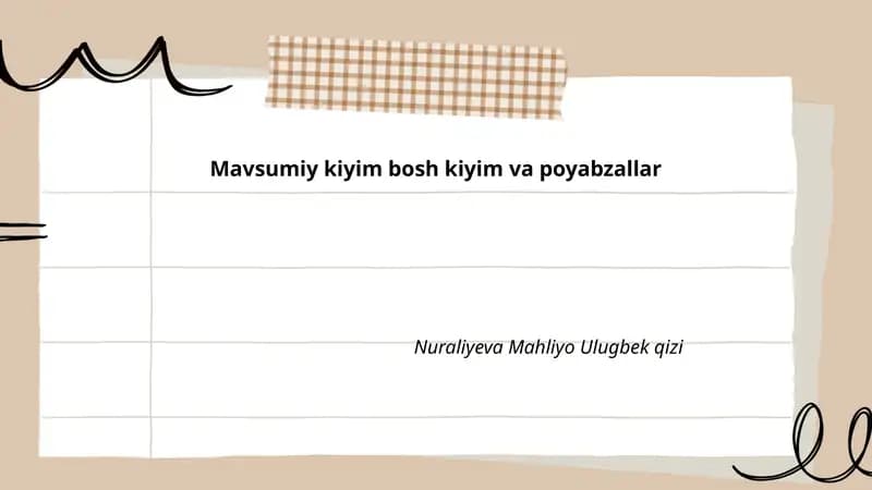 Mavsumiy kiyim bosh kiyim va poyabzallar